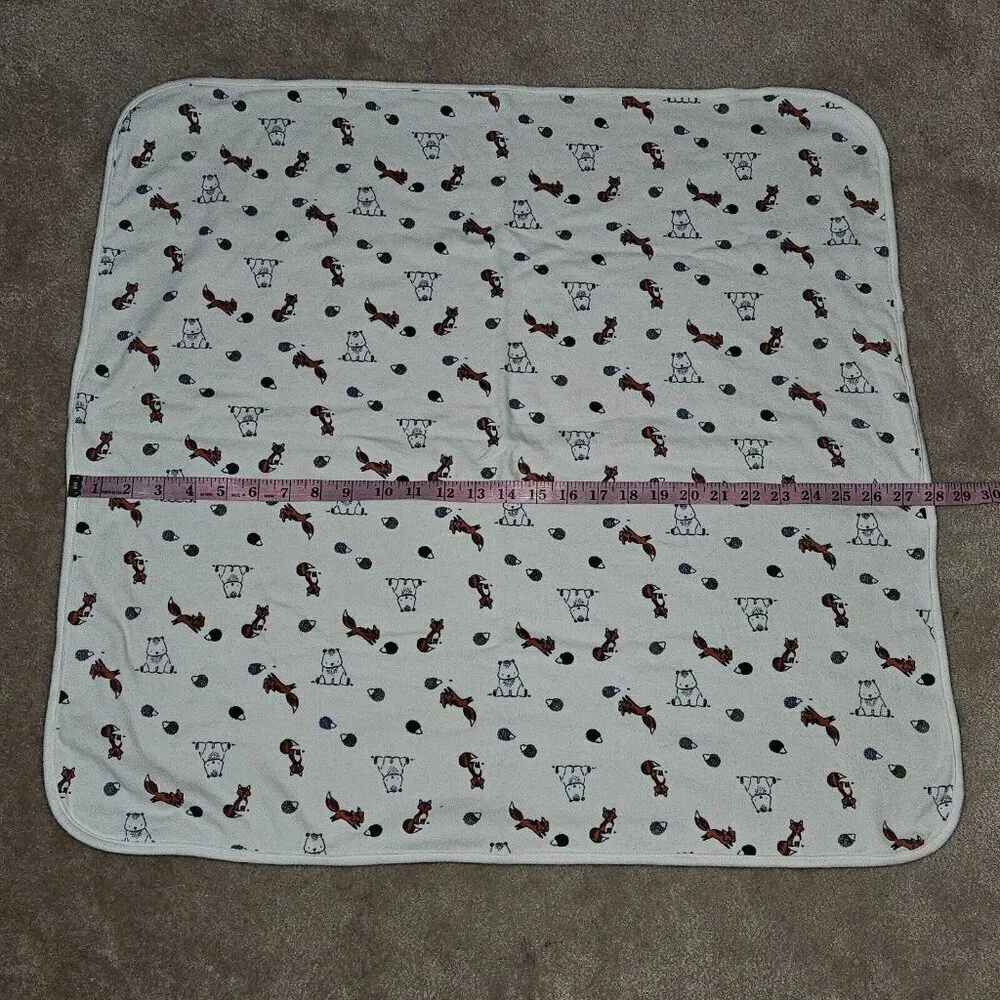 Woodland Animals 100% Cotton Baby Blanket Fox Bear Porcupine 27x28 Sears Kmart